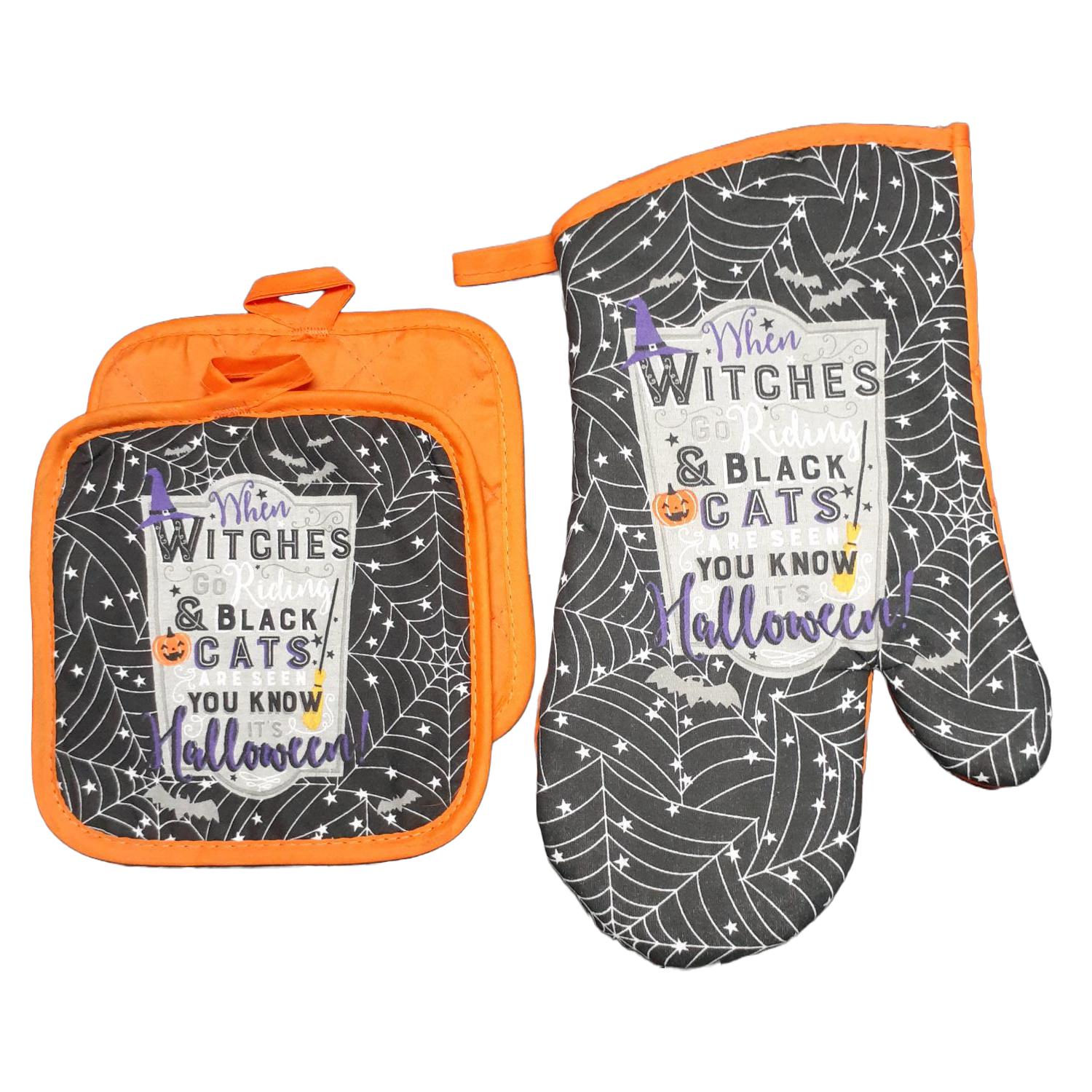  Halloween Cute Ghost Oven Mitts Pot Holder Set Cute